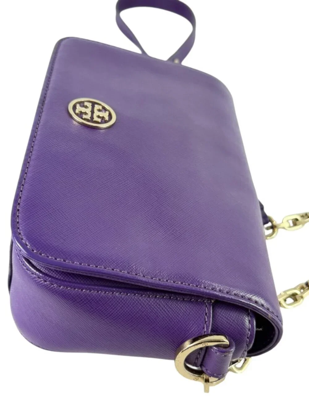 TORY BURCH Robinson Purple Saffiano Leather Crossbody Shoulder Bag